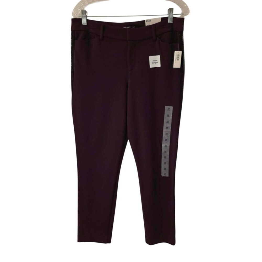 Old Navy Pixie Ankle Pants Burgundy Side Stripe Stretch Womens Size 10 NEW‎ NWT